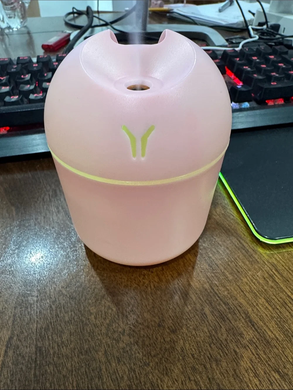 Pink Ultrasonic Aroma Diffuser - Compact Humidifier